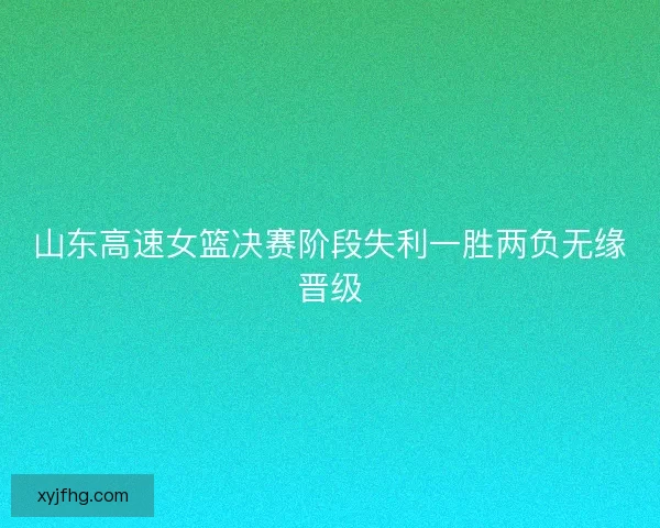 山东高速女篮决赛阶段失利一胜两负无缘晋级